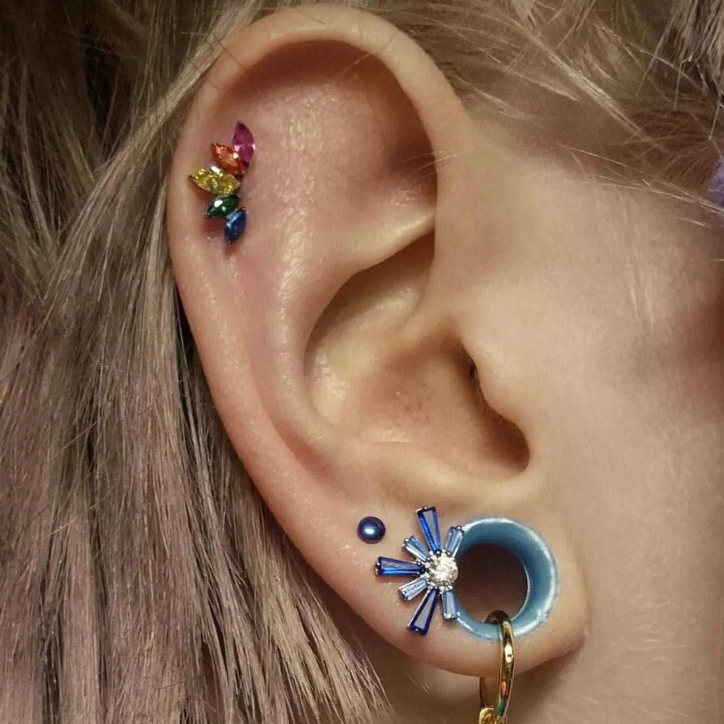 Titanium Aphrodite Rainbow Crown Push Pin Flat Back Stud