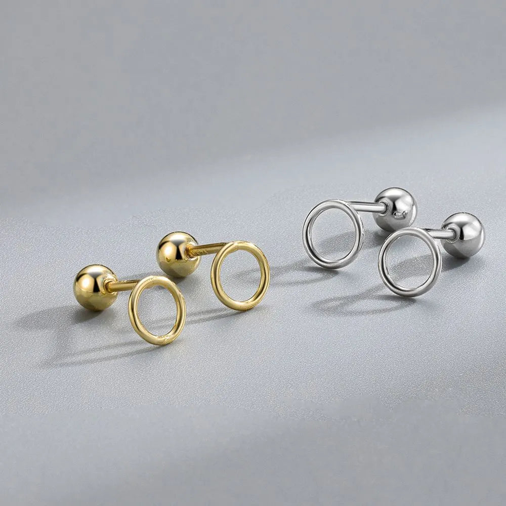 Simple Circle Barbell Stud Earrings (20G)