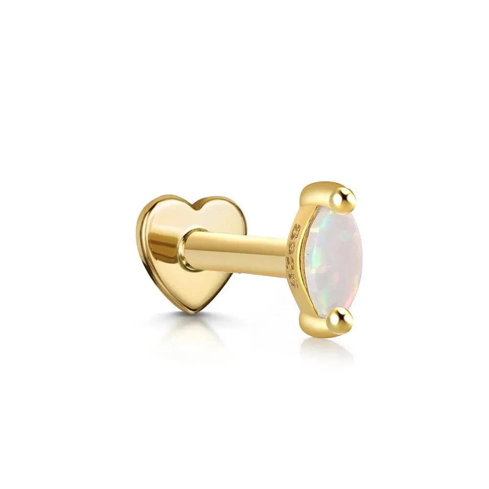 Oval Opal Labret Piercing Stud