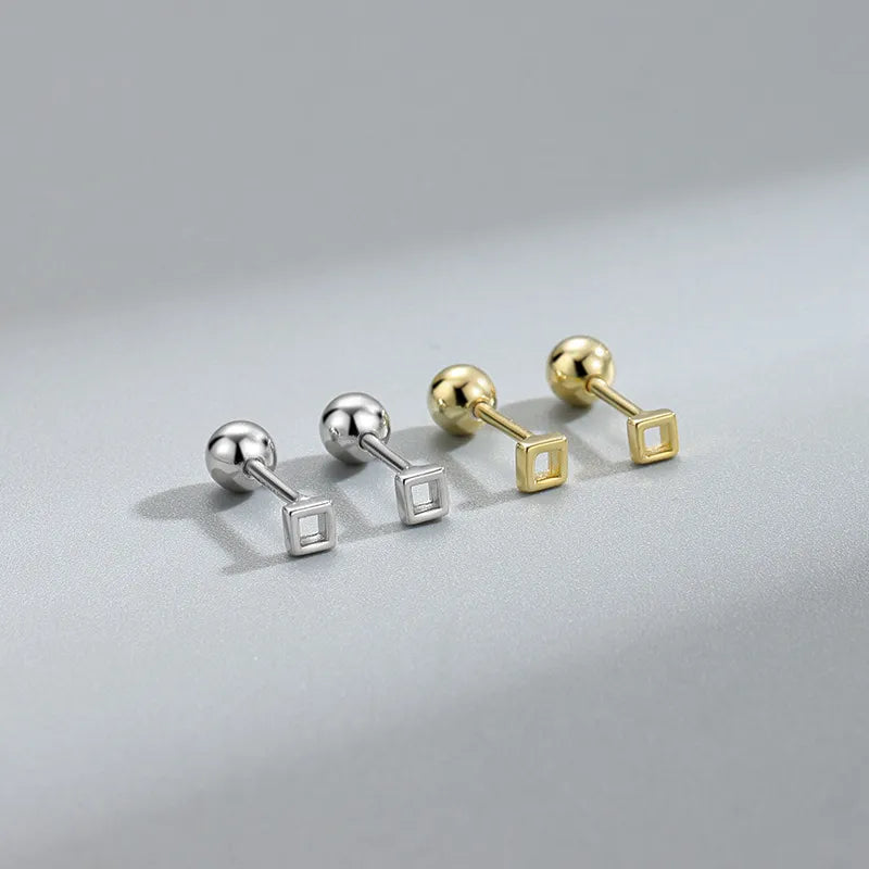 Simple Square & Triangle Barbell Stud Earrings (20G)