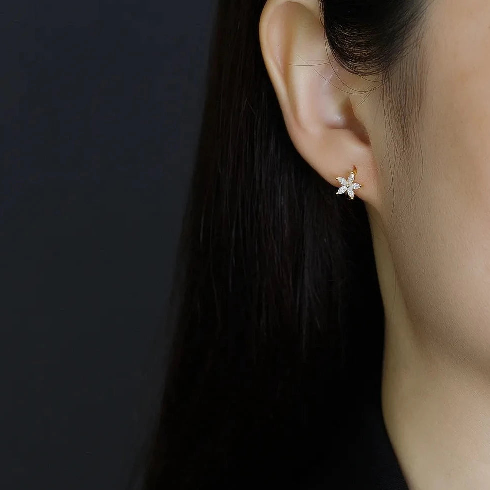 Ella Crystal Flower Huggie Earring