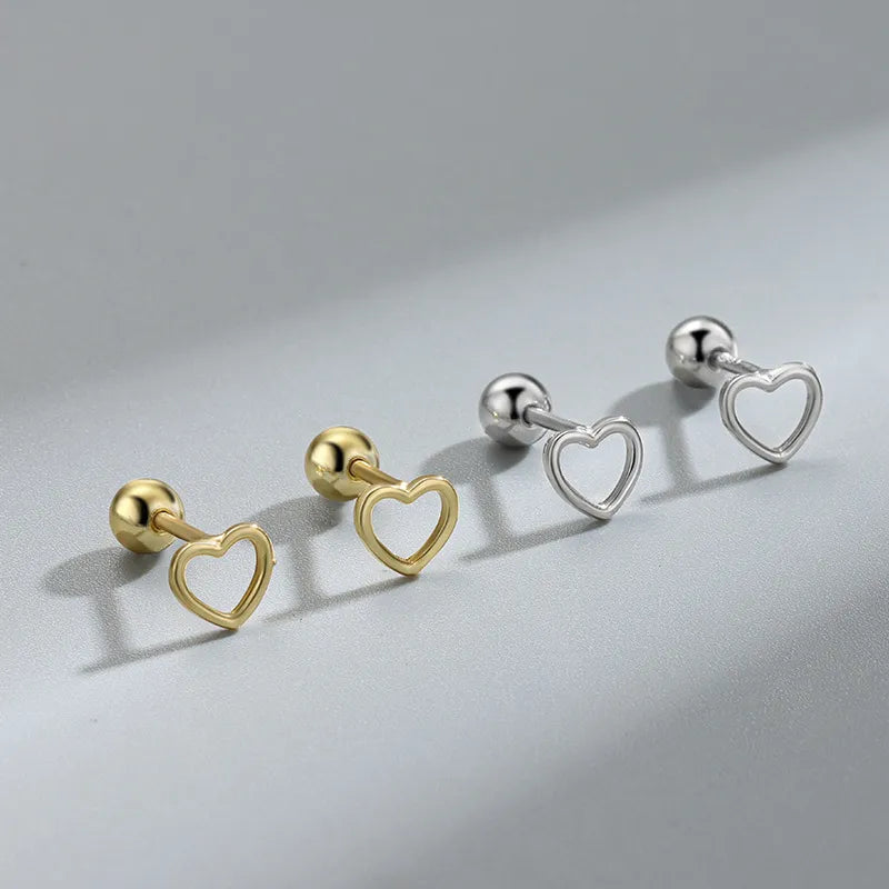 Simple Heart Barbell Stud Earrings (20G)