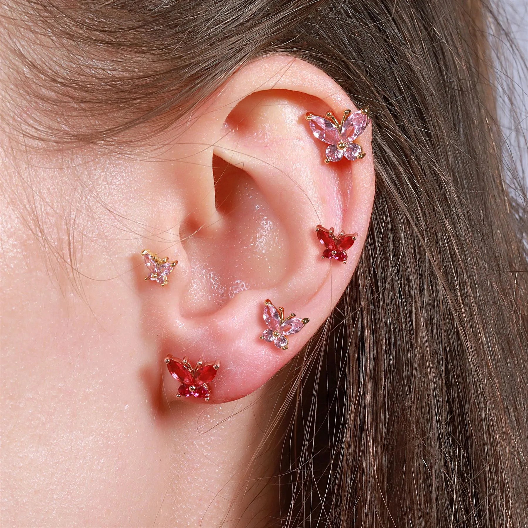 Red Butterfly Barbell Piercing (20G)
