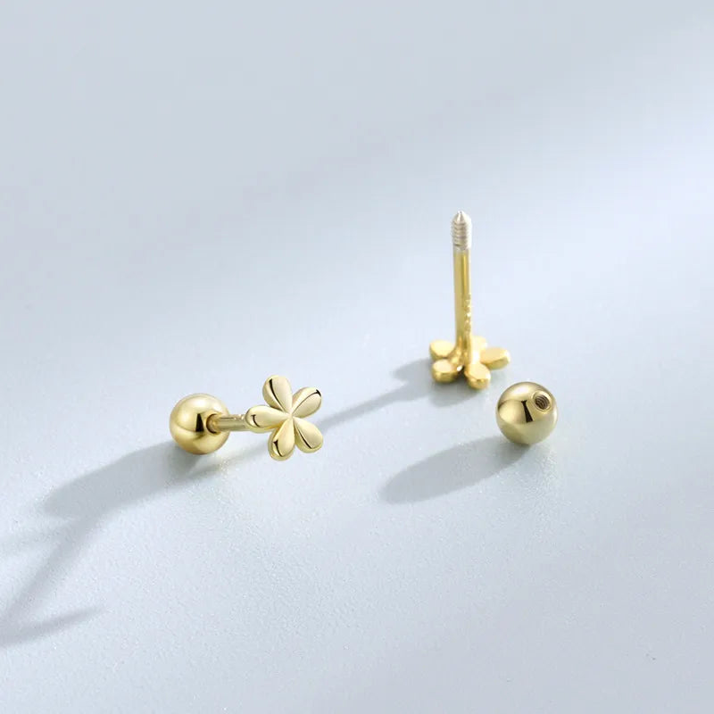 Solid Flower Barbell Stud Earrings (20G)