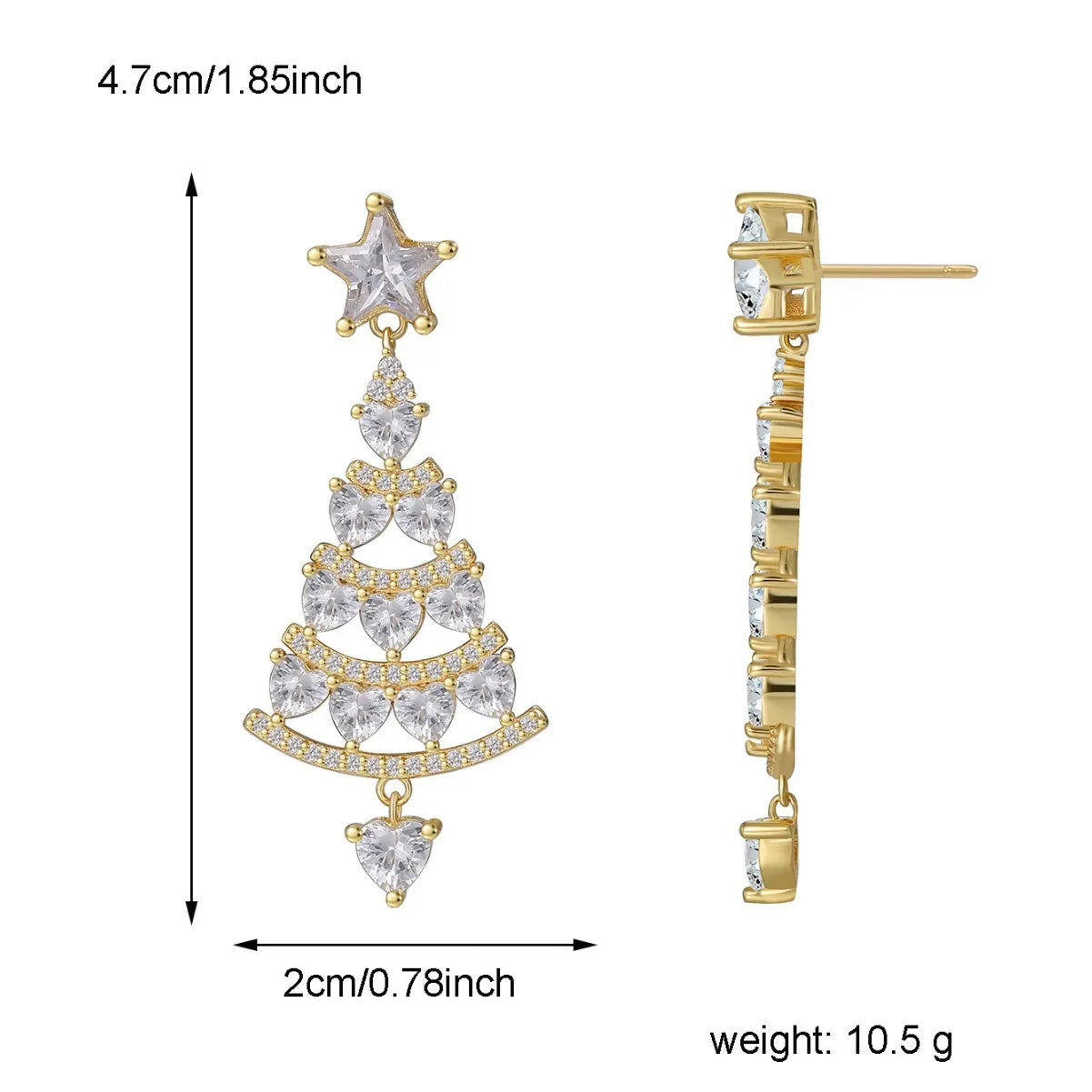 Diamond Christmas Tree Drop Earrings