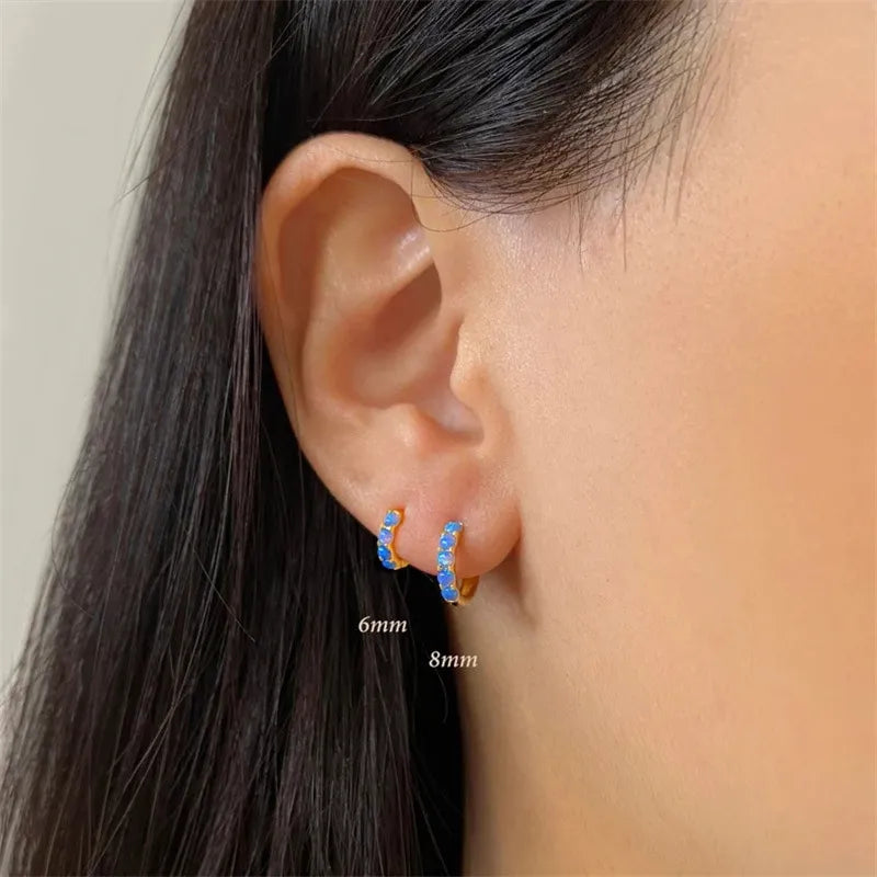 Yianna Ocean Blue Opal Hoop Earrings