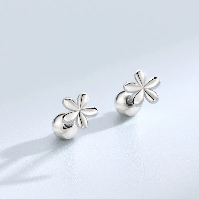 Solid Flower Barbell Stud Earrings (20G)