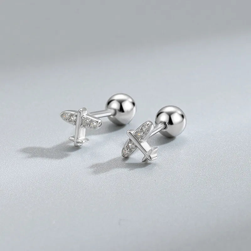 Airplane Barbell Stud Earrings (20G)