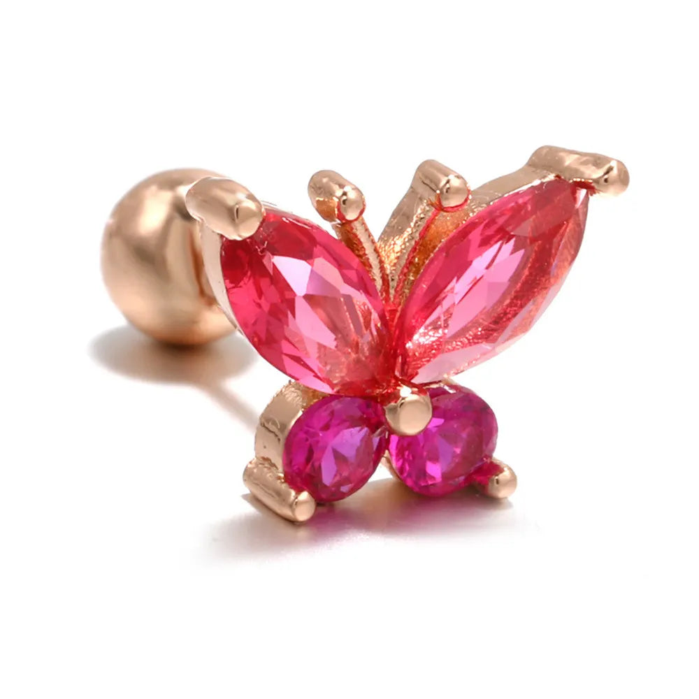 Red Butterfly Barbell Piercing (20G)