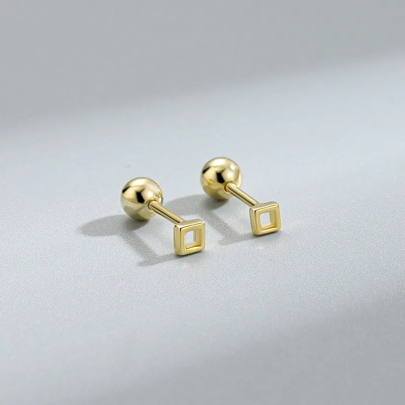 Simple Square & Triangle Barbell Stud Earrings (20G)