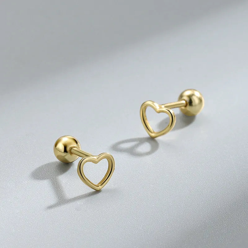 Simple Heart Barbell Stud Earrings (20G)