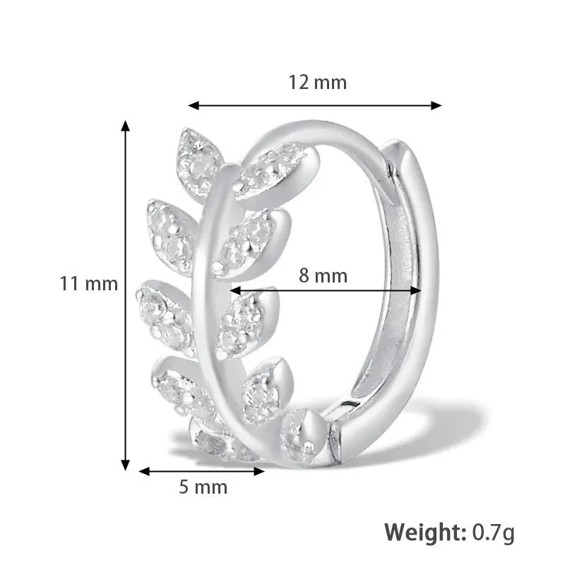 Sparkling Leaf Huggie Earrings