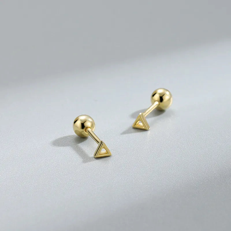 Simple Square & Triangle Barbell Stud Earrings (20G)