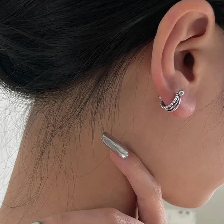 Silver Trio Line Helix Barbell Piercing Hoop (20G)