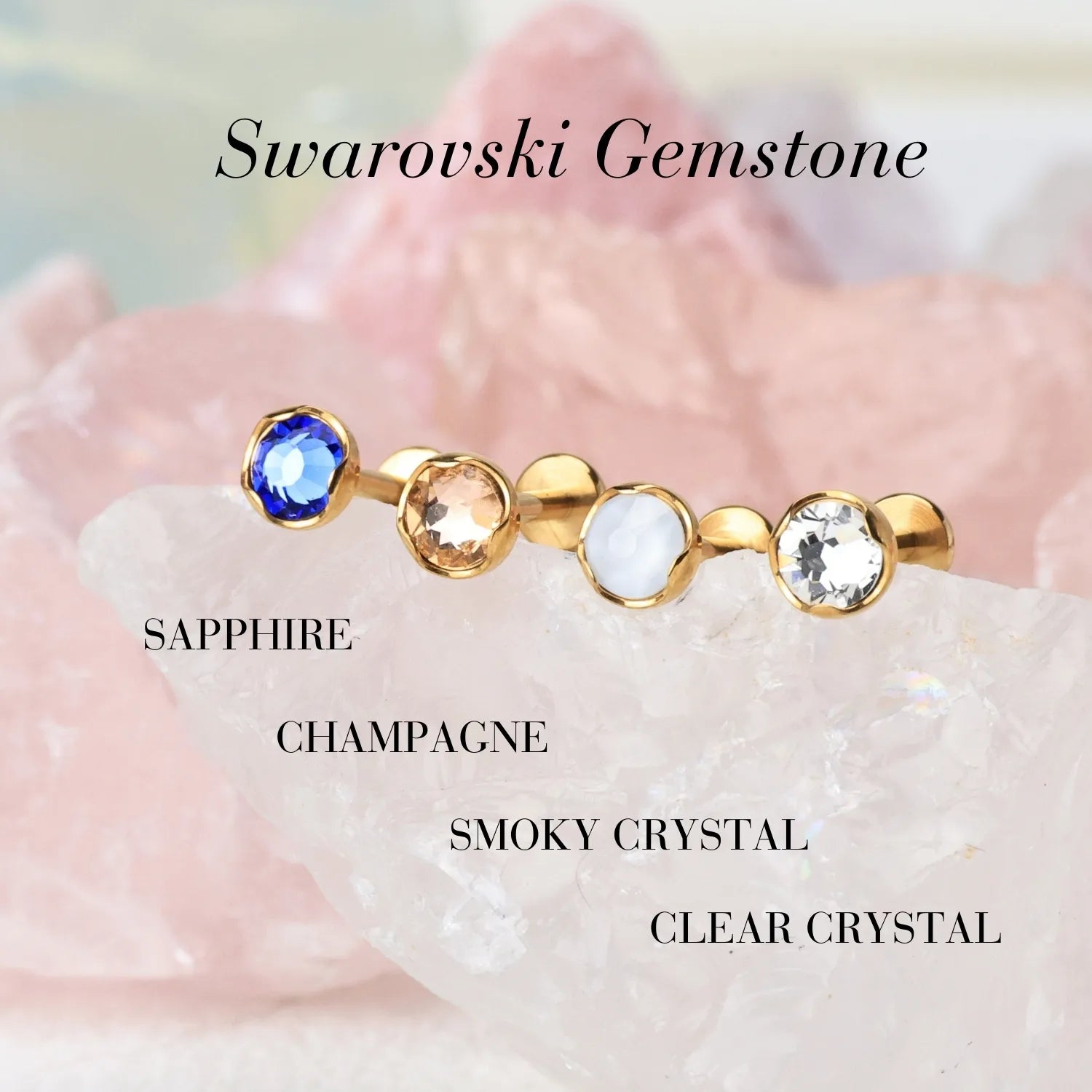 Titanium Swarovski Smoky Crystal Piercing Stud