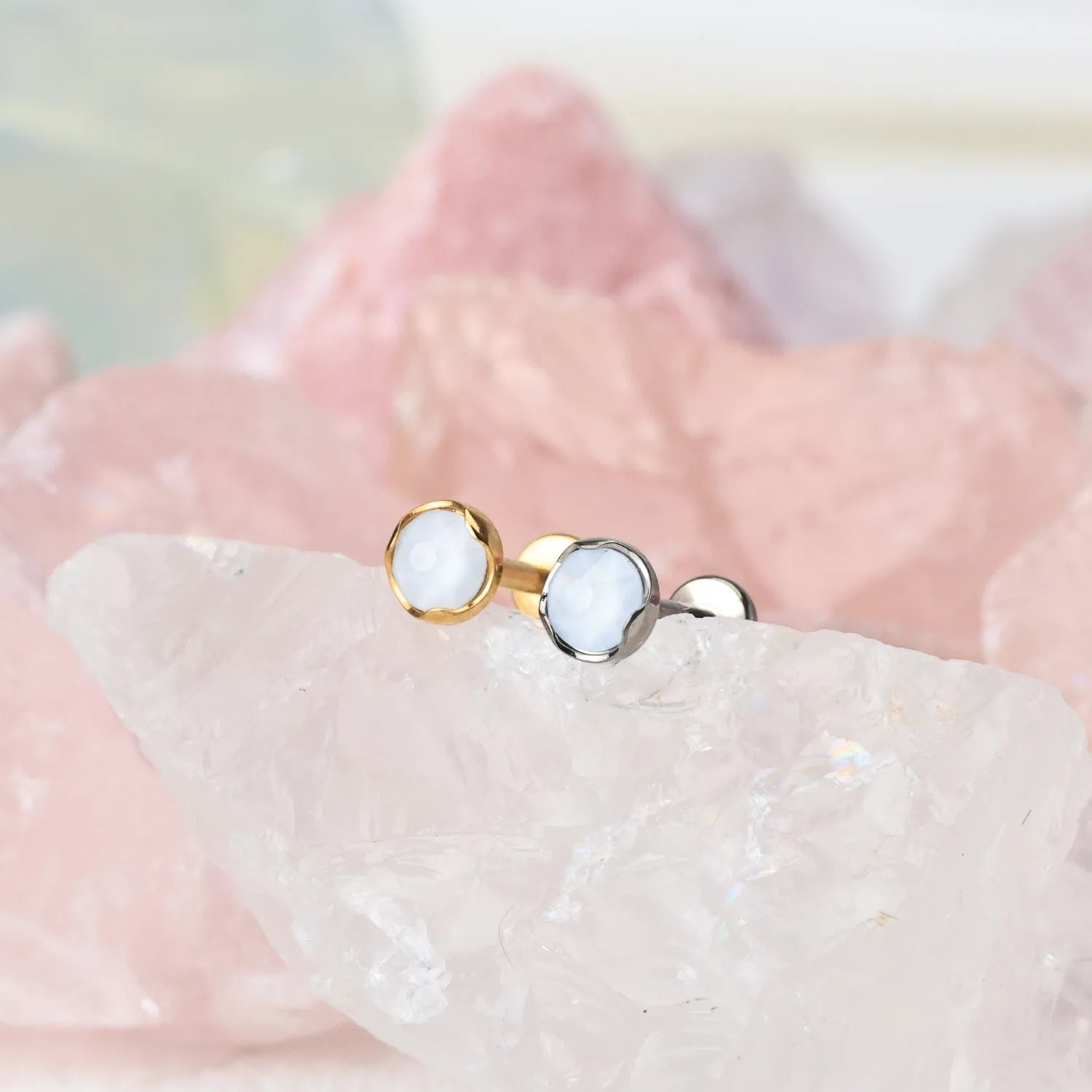 Titanium Swarovski Smoky Crystal Piercing Stud