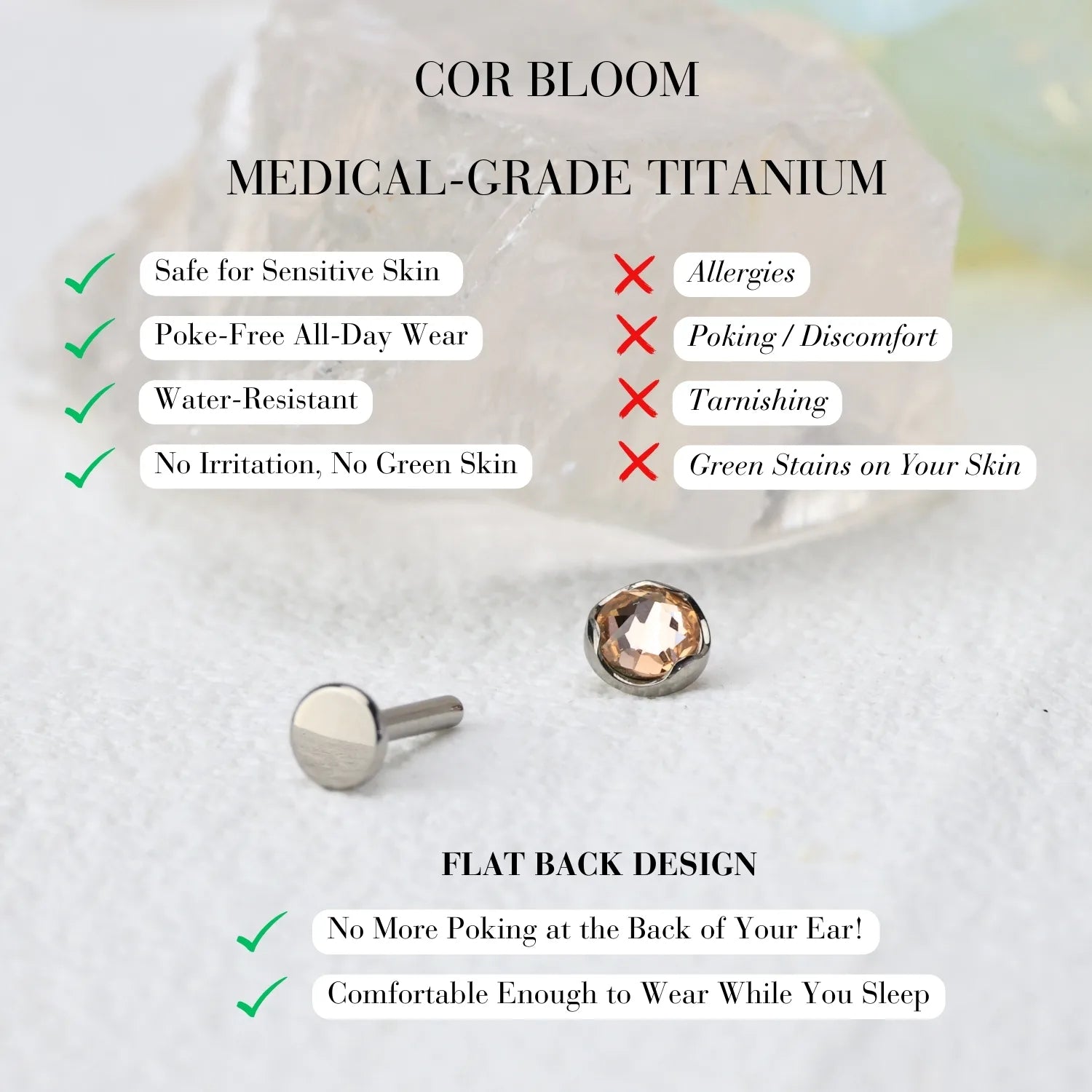 Titanium Taste of Autumn Champagne Gemstone Piercing Stud