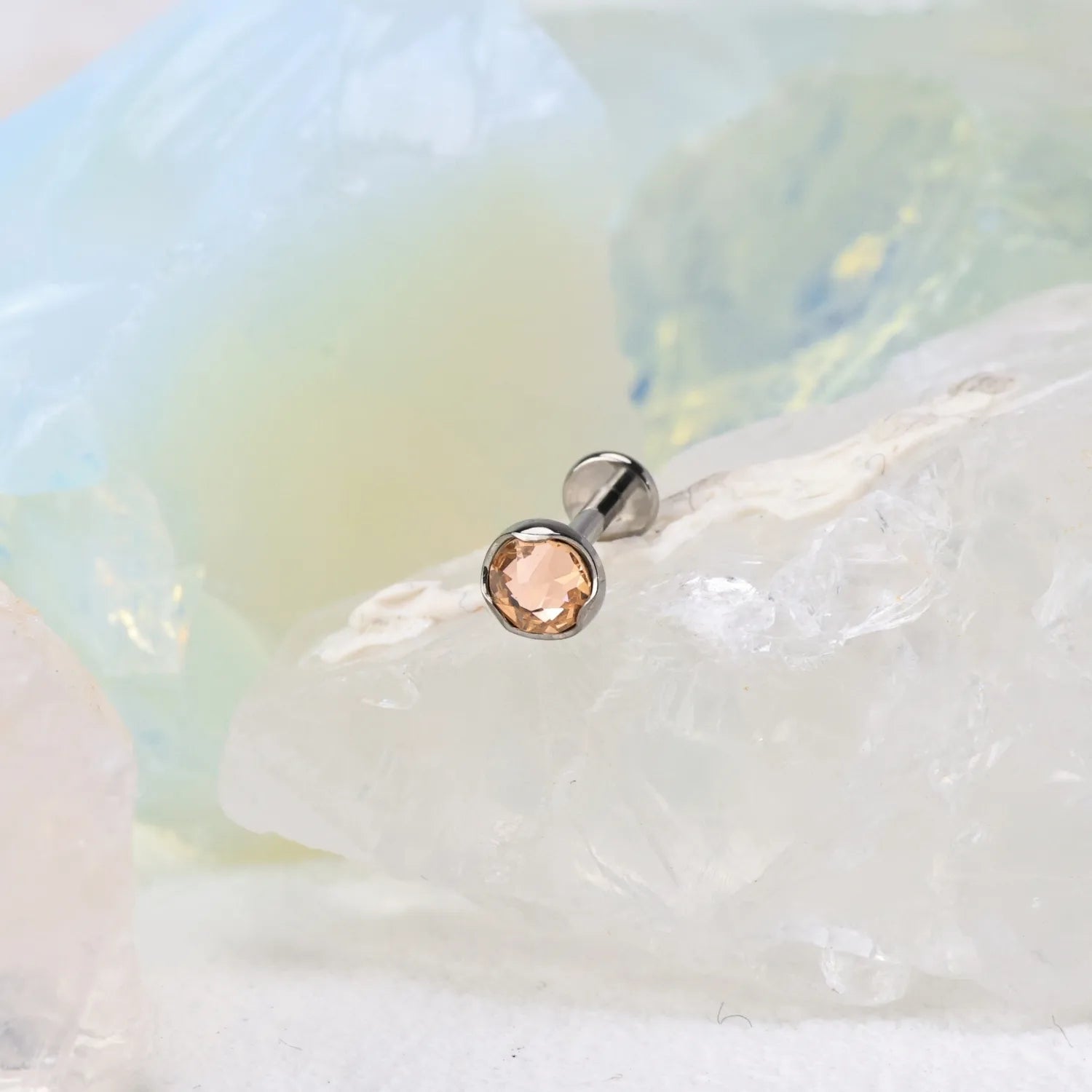 Titanium Taste of Autumn Champagne Gemstone Piercing Stud