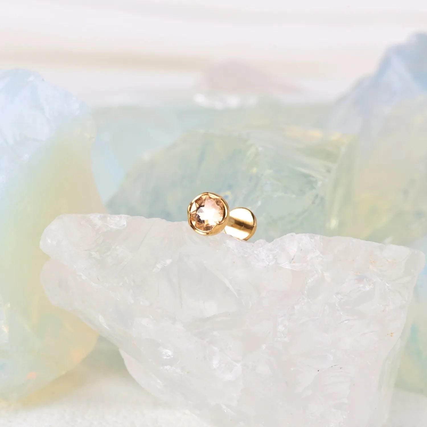 Titanium Taste of Autumn Champagne Gemstone Piercing Stud