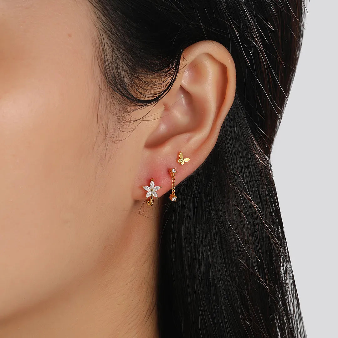 Mini Butterfly Flat Back Stud Earring
