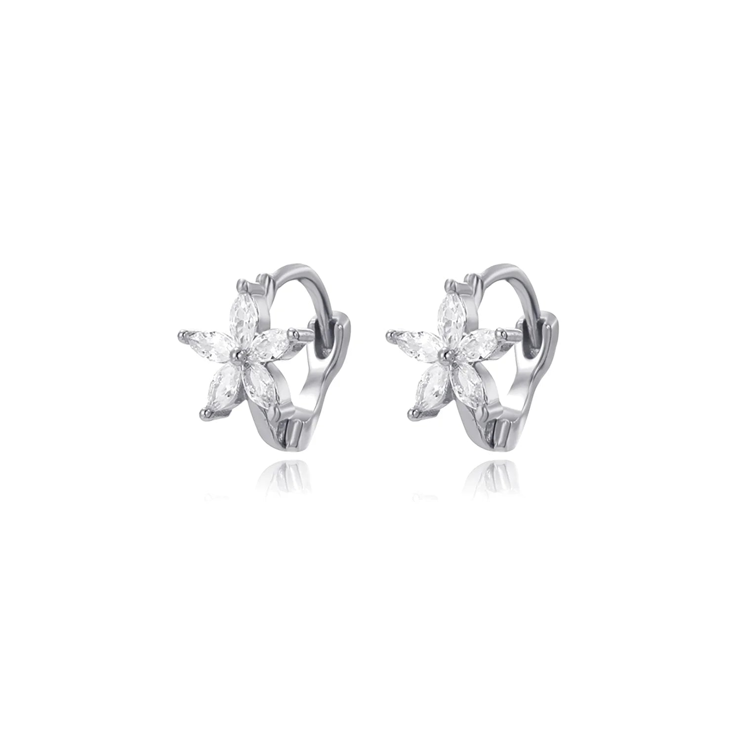 Ella Crystal Flower Huggie Earring