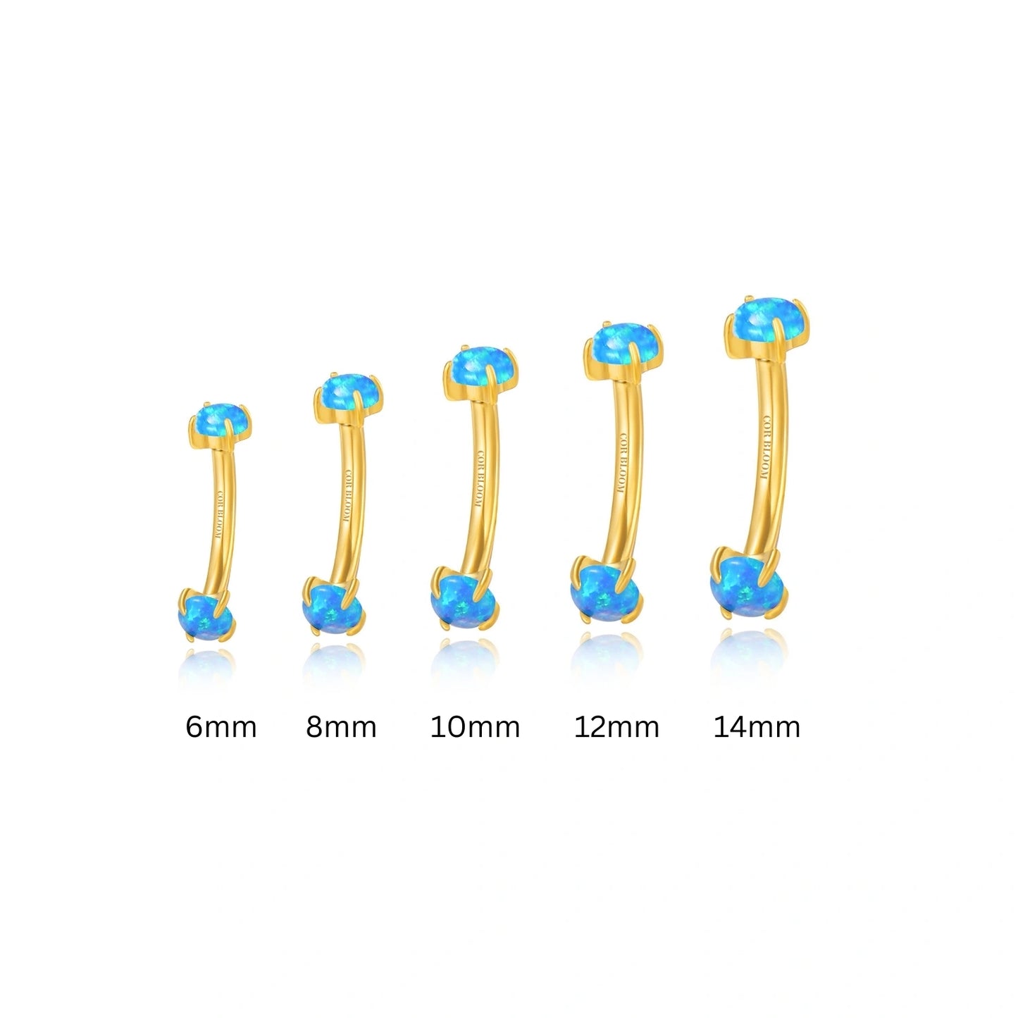 Titanium Double-Sided Ocean Blue Opal Curved Barbell