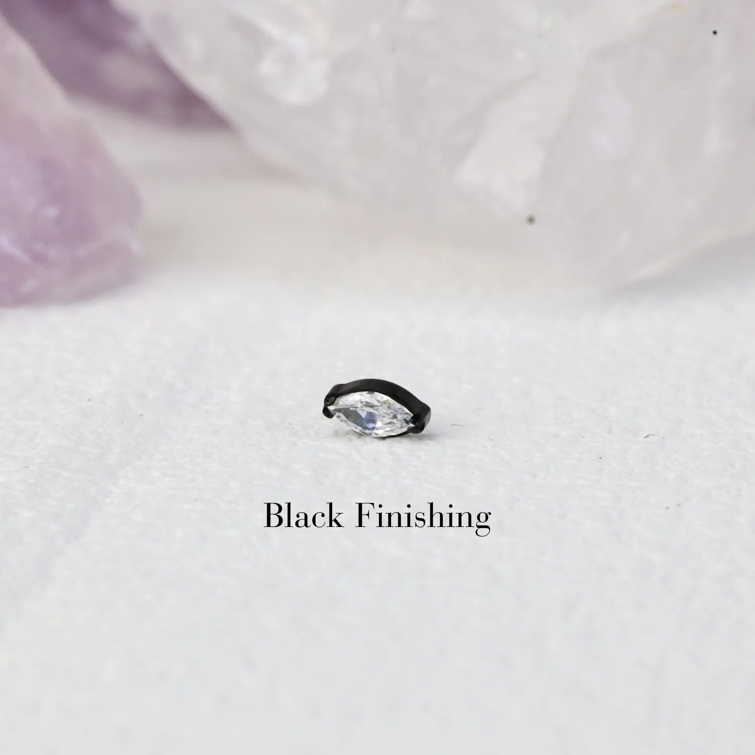 Titanium Elynn White Crystal Marquise Stud