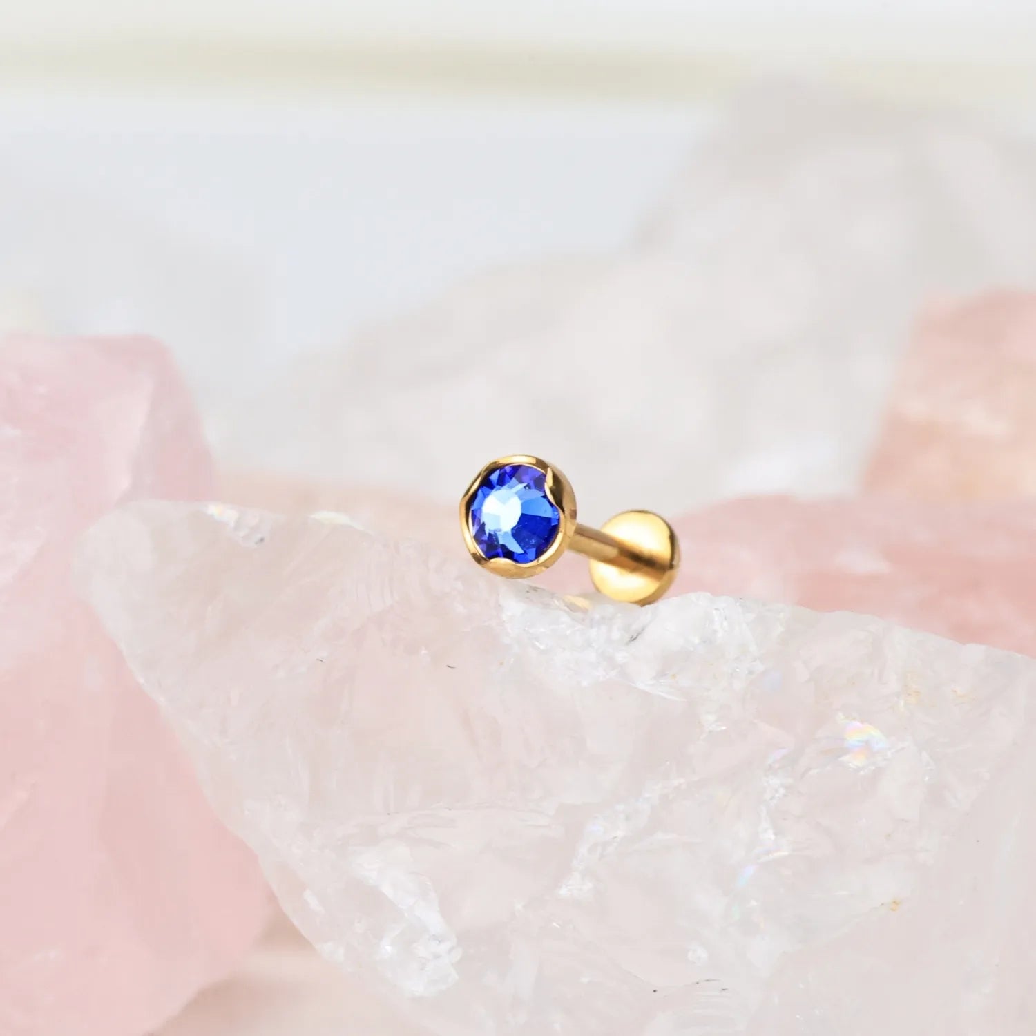 Titanium Swarovski Sapphire Piercing Stud