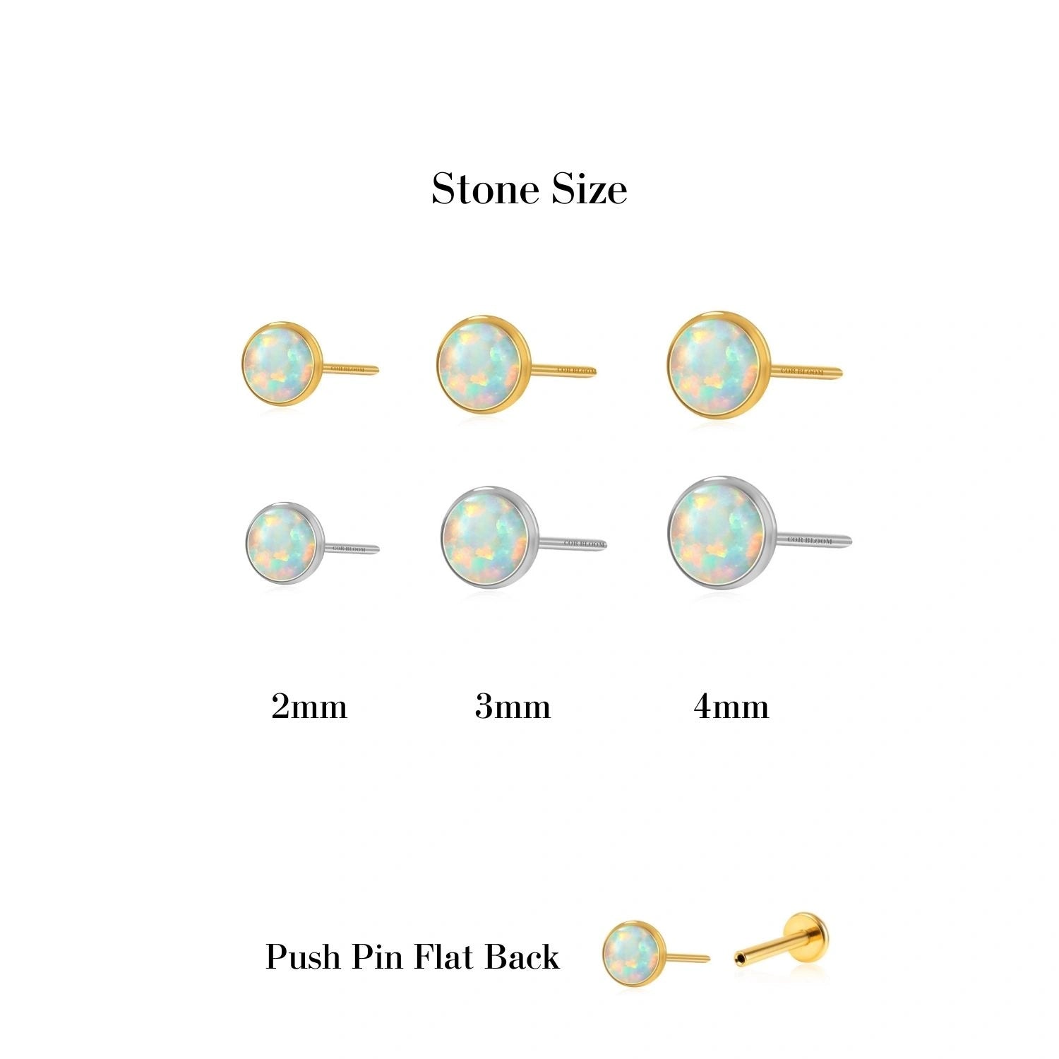 Titanium Light Green Opal Push Pin Piercing Stud