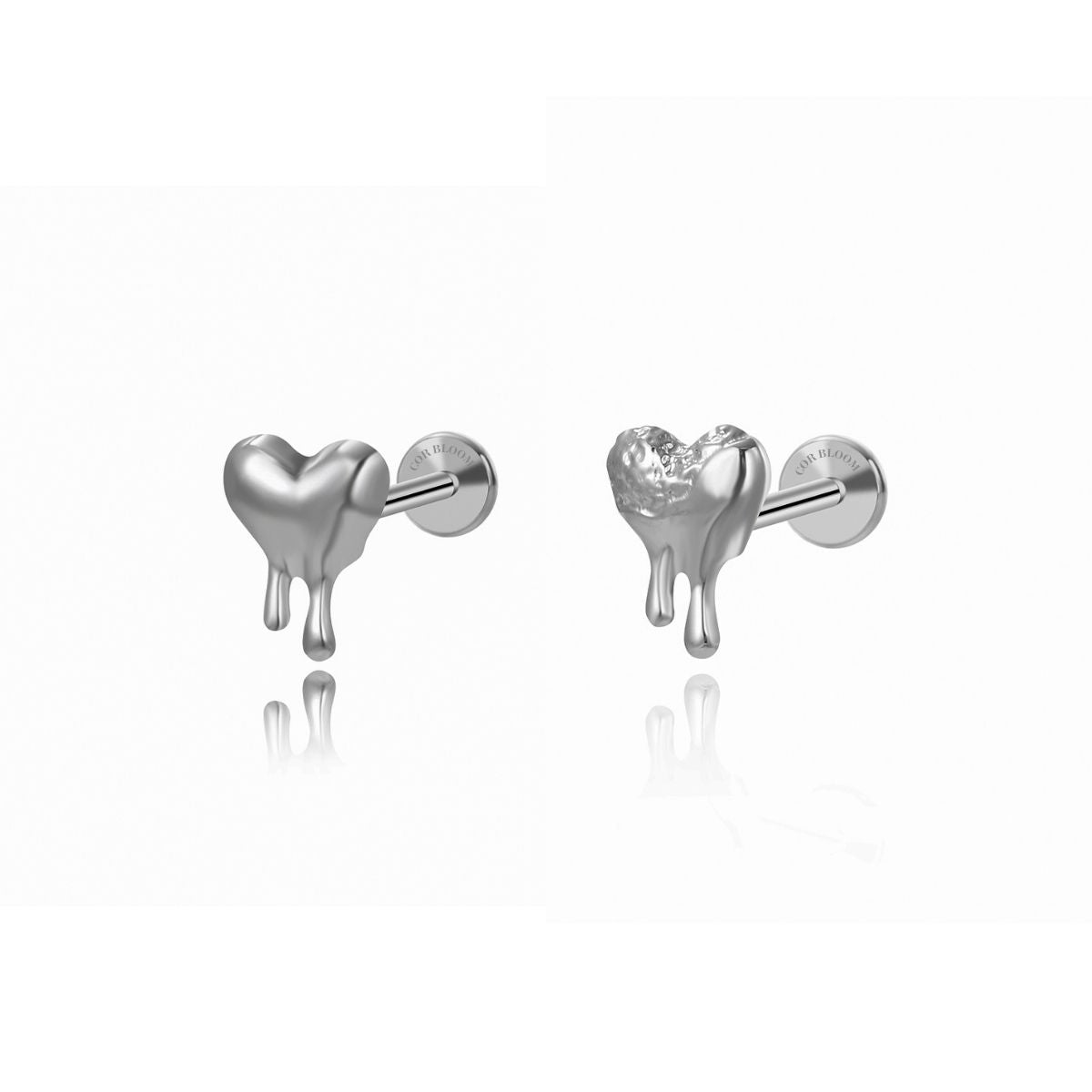Titanium Dripping Lava Heart Piercing Stud Earring