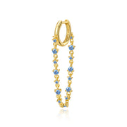 Livia Ocean Blue Aquamarine Dangling Chain Hoop Earring