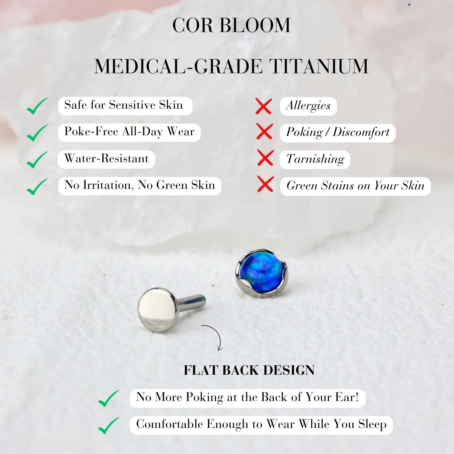 Titanium Tear of Mermaid Aurora Opal Piercing Stud