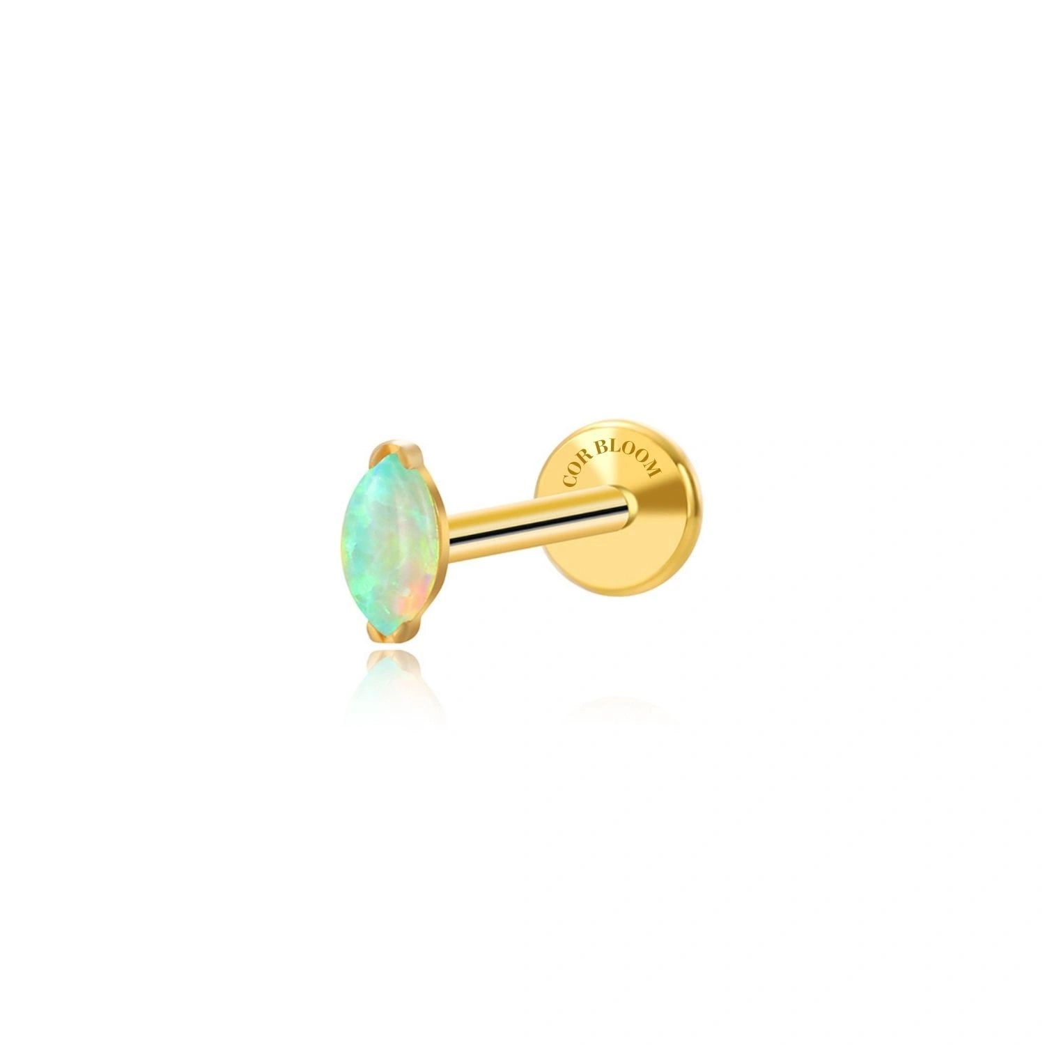 Titanium Elynn Green Opal Marquise Flat Back Stud