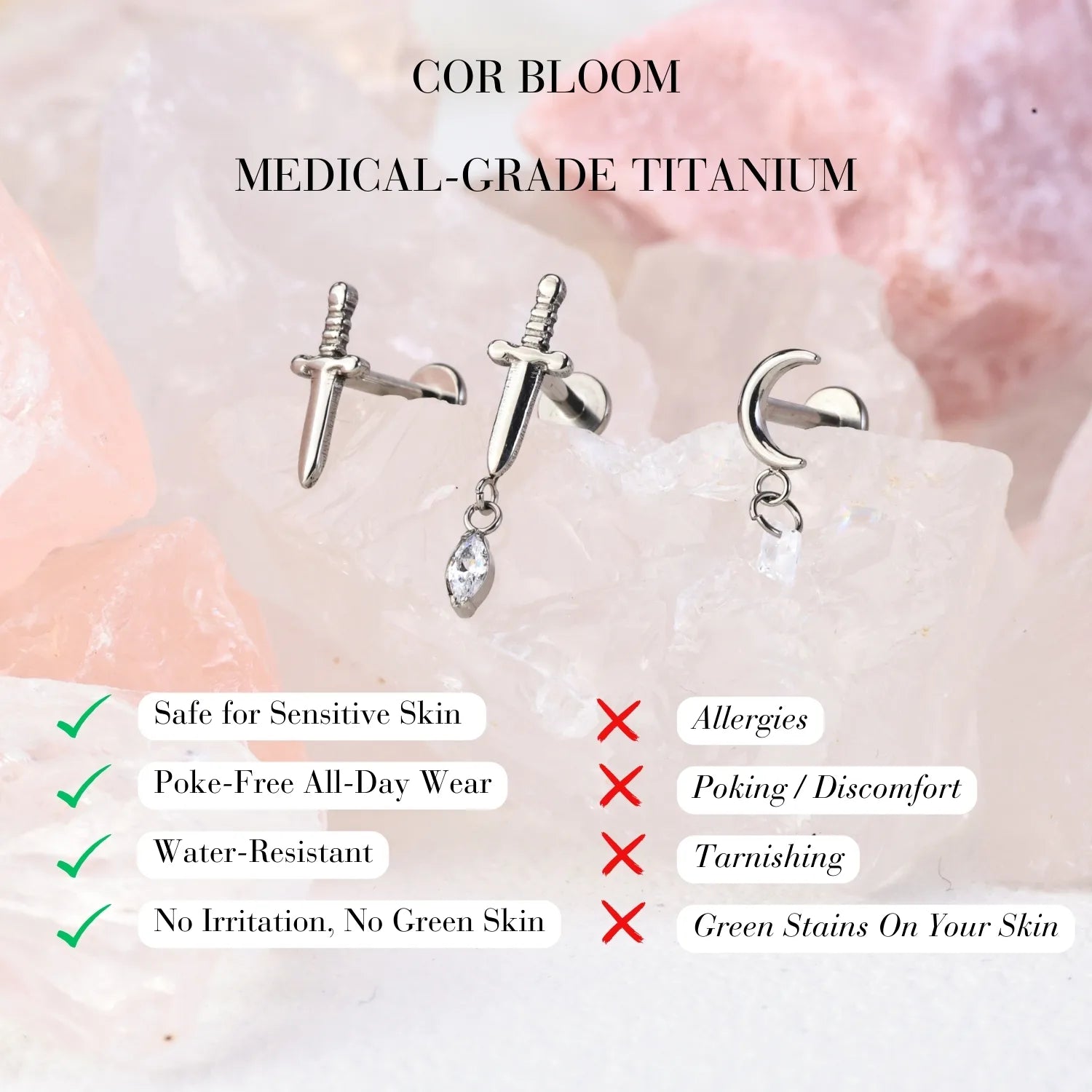 Titanium Calista Solid Sword Flat Back Stud