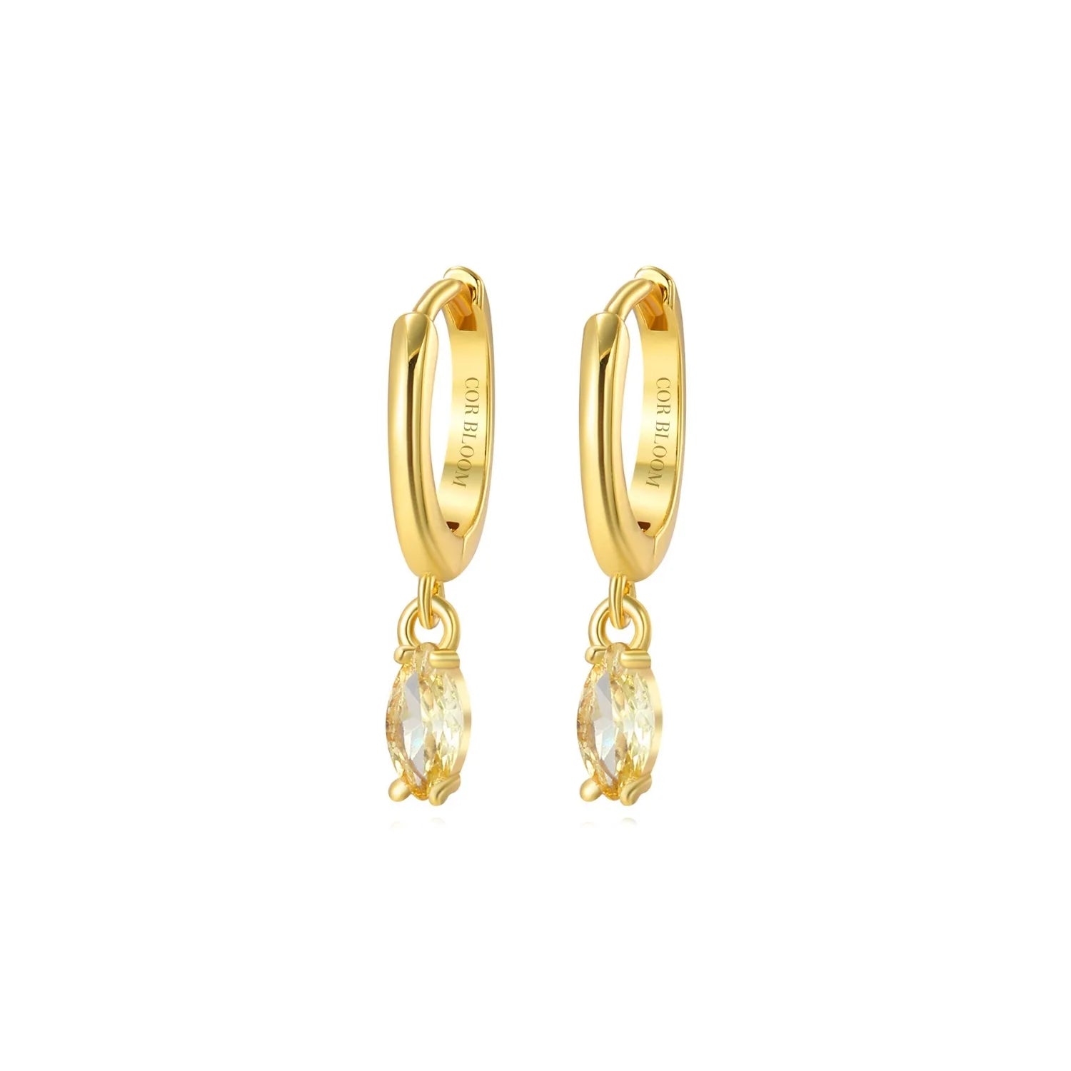 Doris Golden Marquise Charm Hoop Earrings