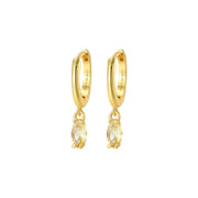 Doris Golden Marquise Charm Hoop Earrings