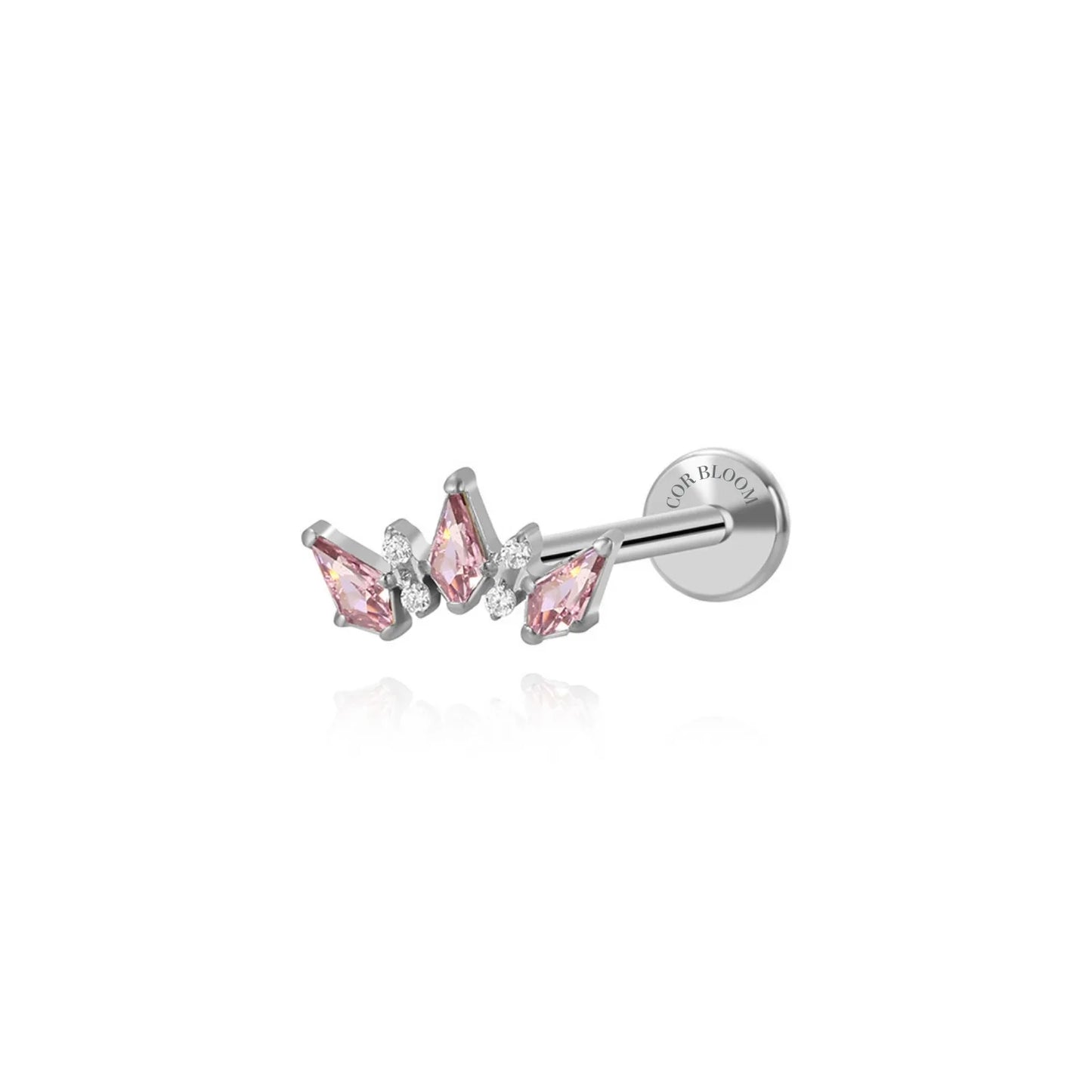 Titanium Sage Pink Crown Flat Back Stud