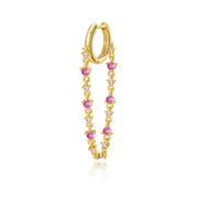 Livia Ruby Dangling Chain Hoop Earring
