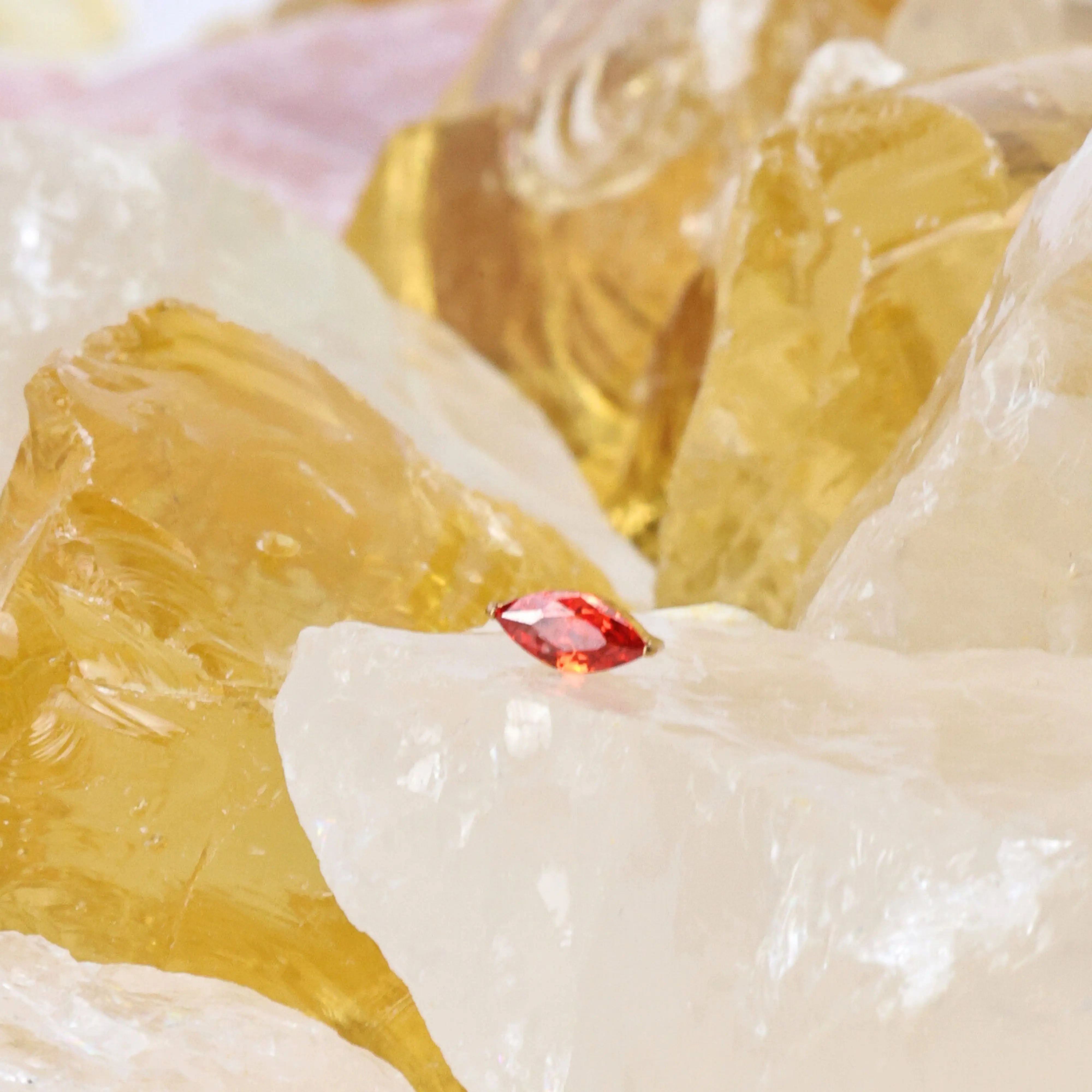 Titanium Elynn Orange Red Marquise Flat Back