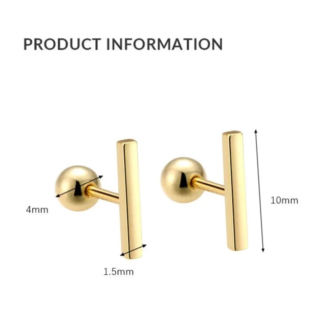 Minimal Line Barbell Stud Earrings (20G)