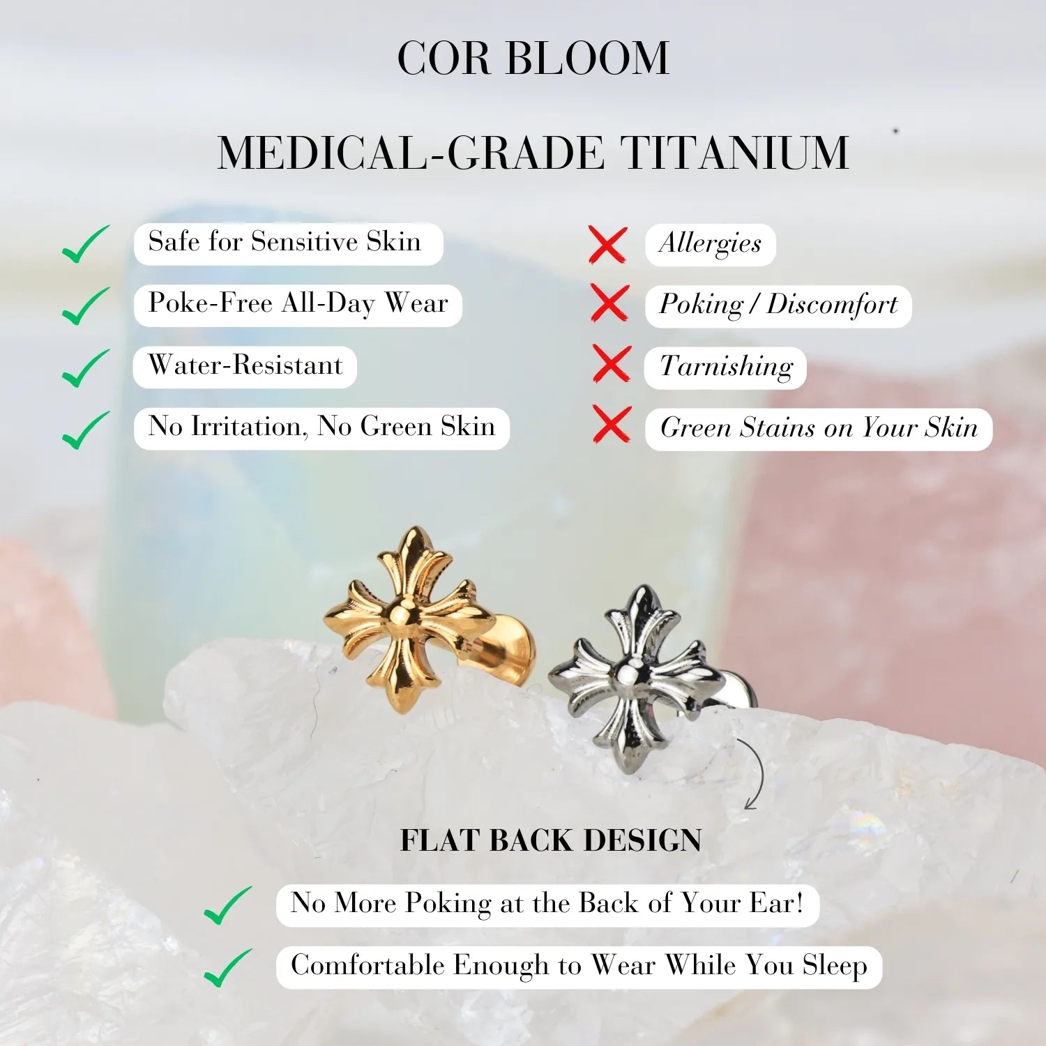 Titanium Gothic Cross Piercing Earring