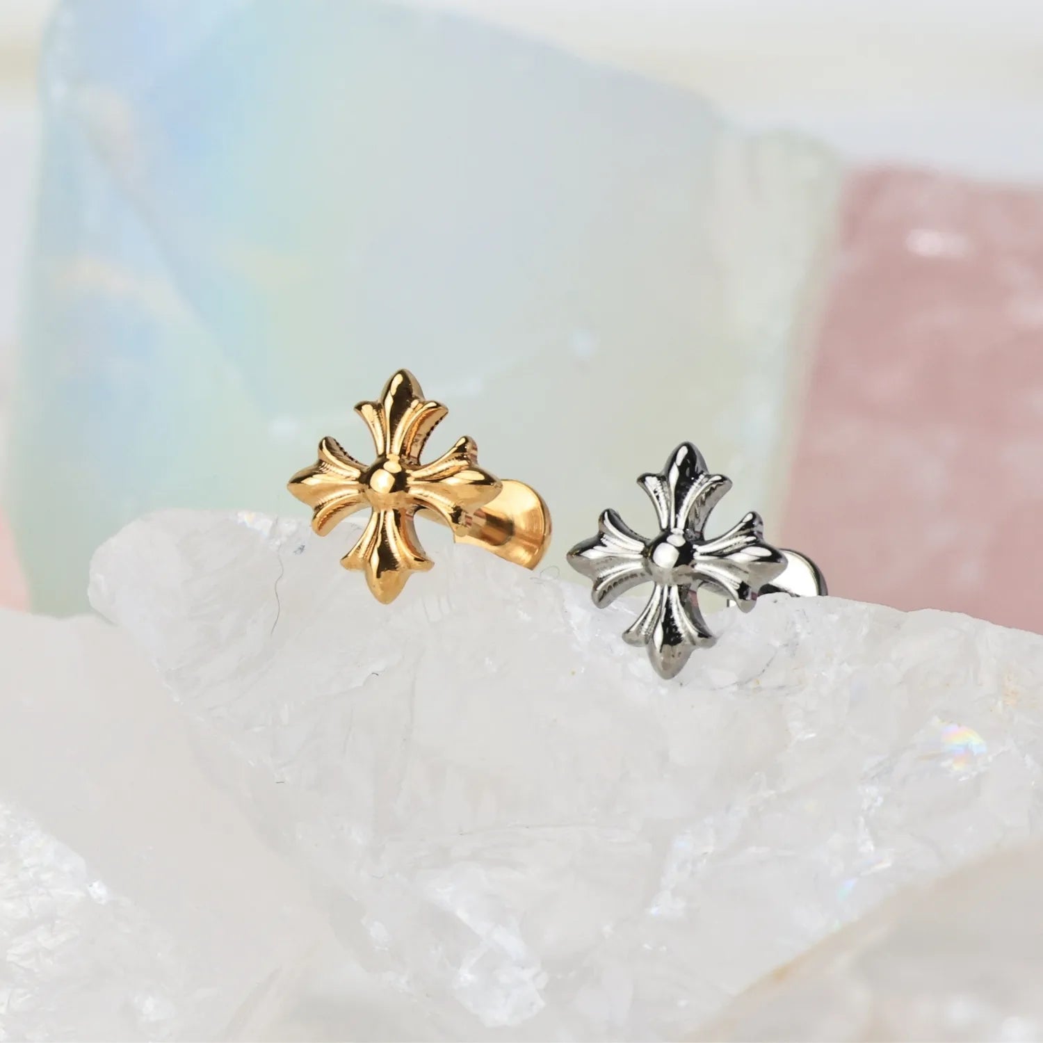 Titanium Gothic Cross Piercing Earring