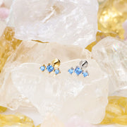 Sparkling Aquamarine Trio Stone Flat Back Stud