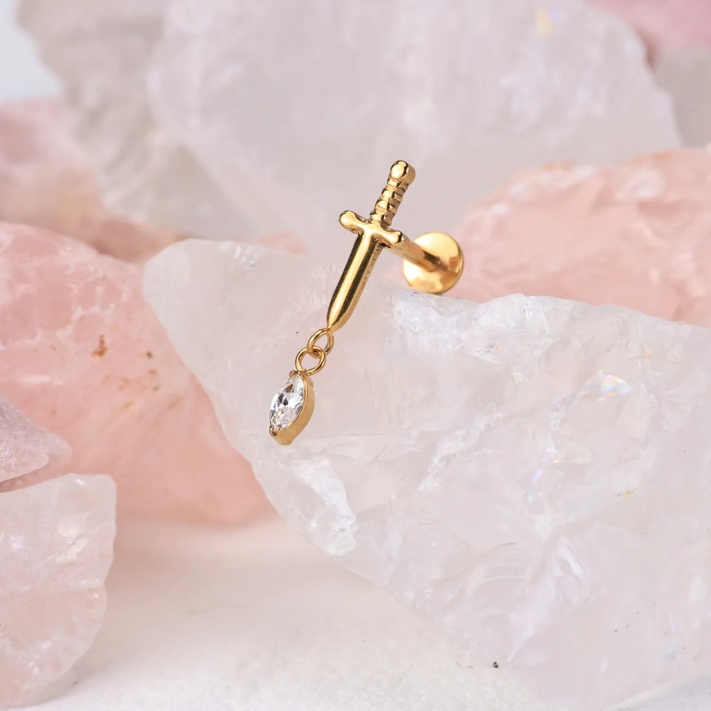 Titanium Diamond Sword Flat Back Stud