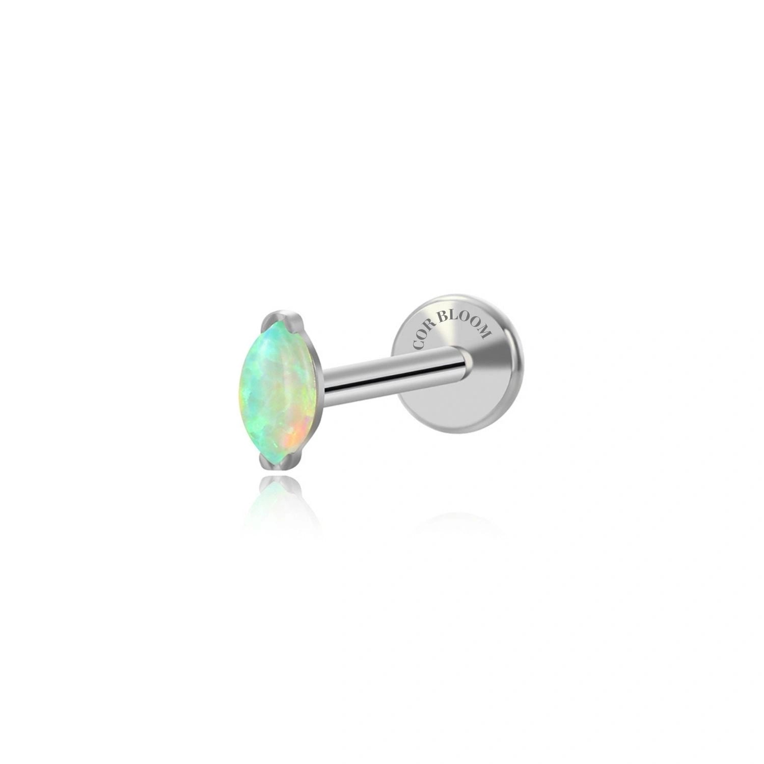 Titanium Elynn Green Opal Marquise Flat Back Stud