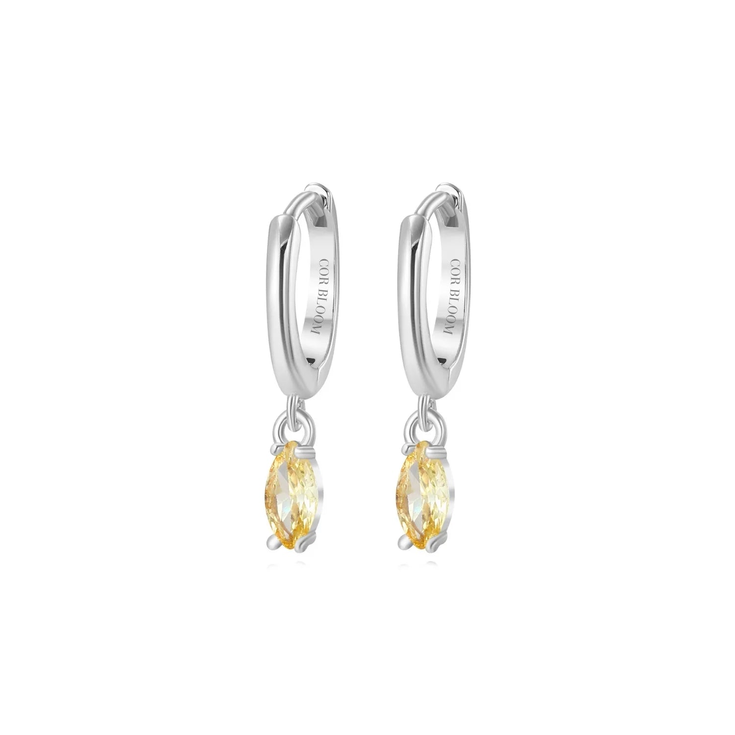 Doris Golden Marquise Charm Hoop Earrings