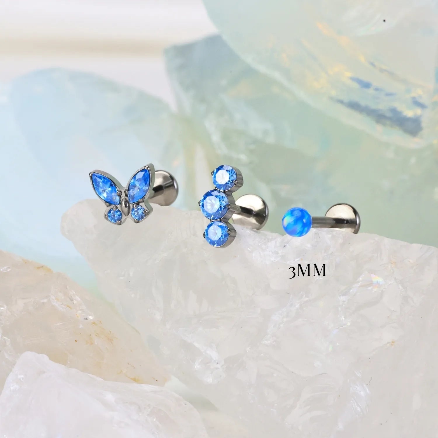 Titanium Blue Opal Flat Back Piercing