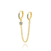 Aleena Pave Star Chain Earring - Aquamarine
