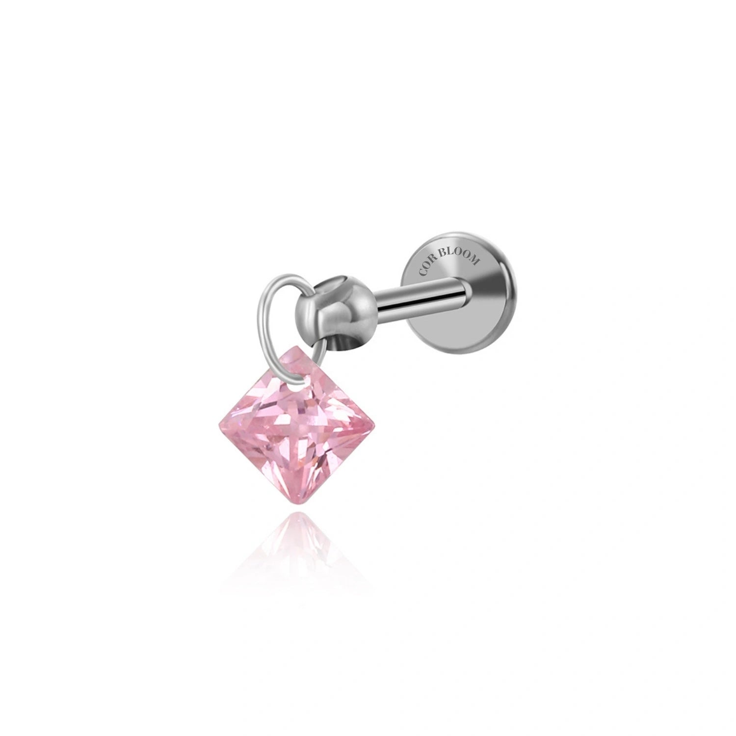 Titanium Floating Rosa Charm Flat Back Stud Earring