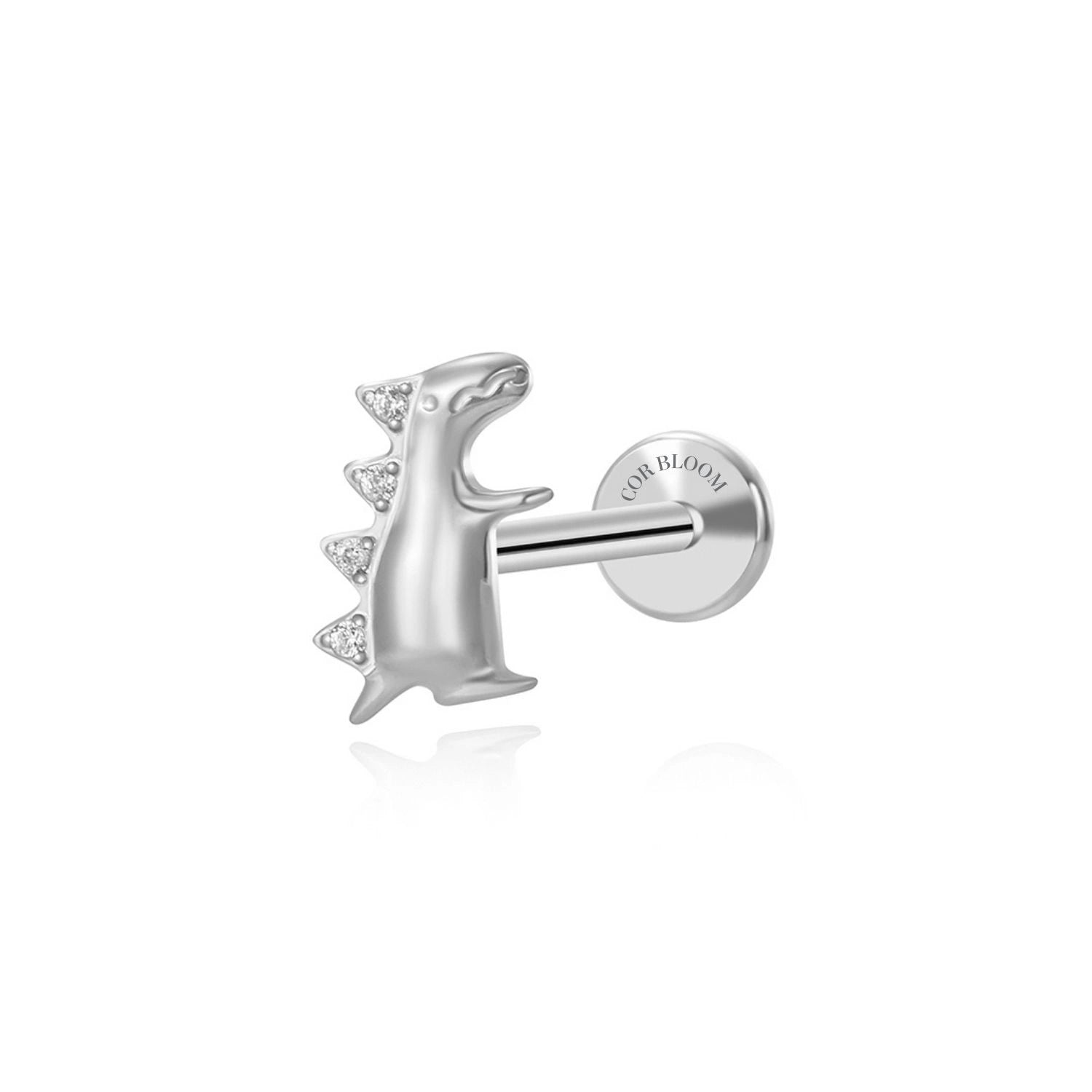 Titanium Cute Dinosaur Flat Back Stud